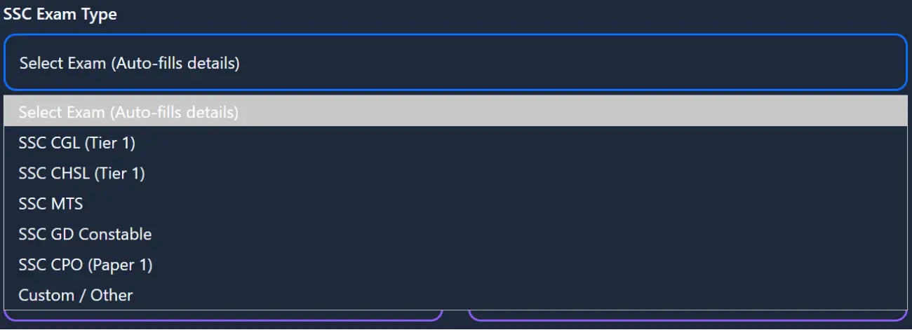SSC Marks Calculator Step 1